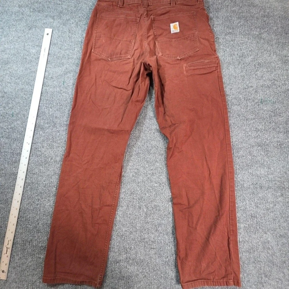 Carhartt Pants Mens 32x34 Brown Relaxed Fit Canvas Carpenter Workwear Stretch